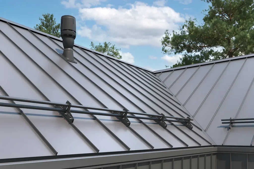 corner of a metal roof