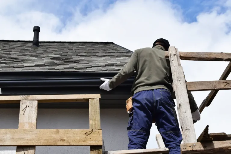 installing gutters scaffolding