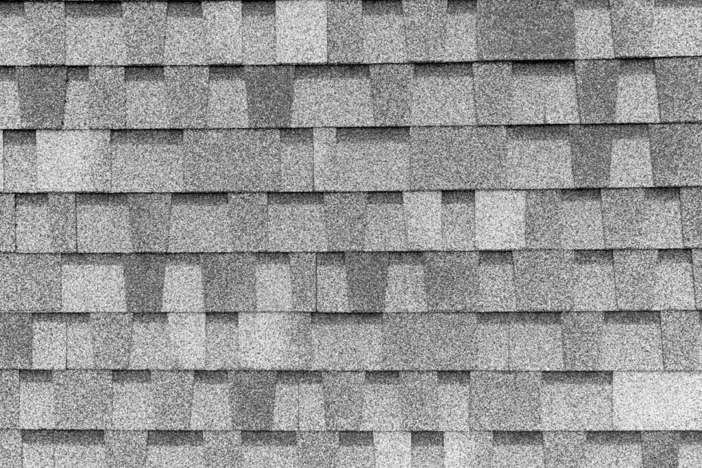 close-up dark grey asphalt shingles