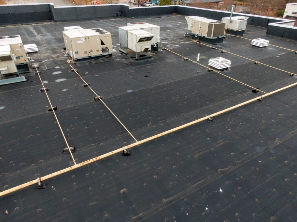 torch down roofing HVAC on commercial building