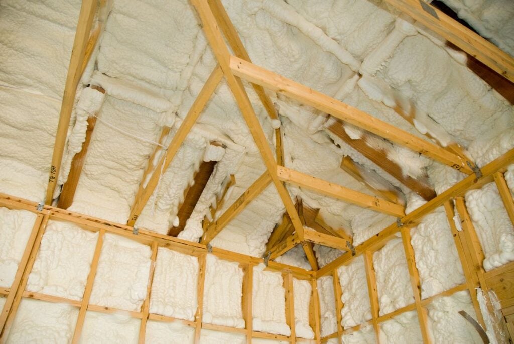 TPO roofing installation wood structure and foam surrounded