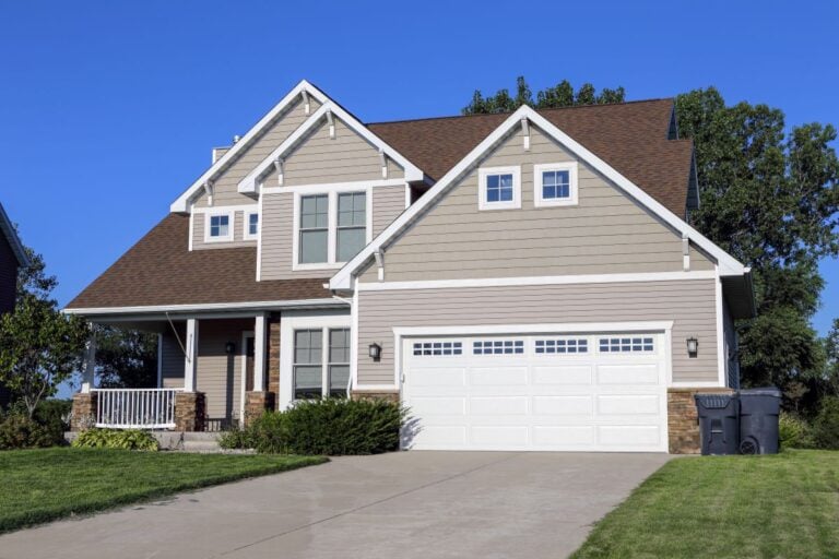 Modern style suburban home with mastic siding