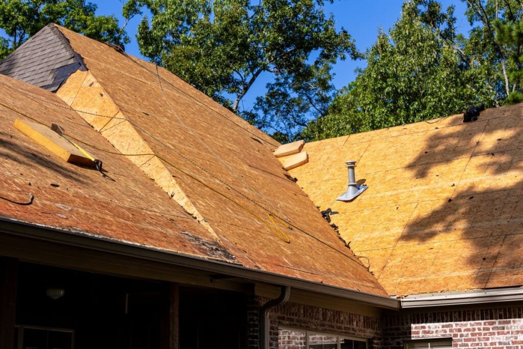 entire roof being replaced