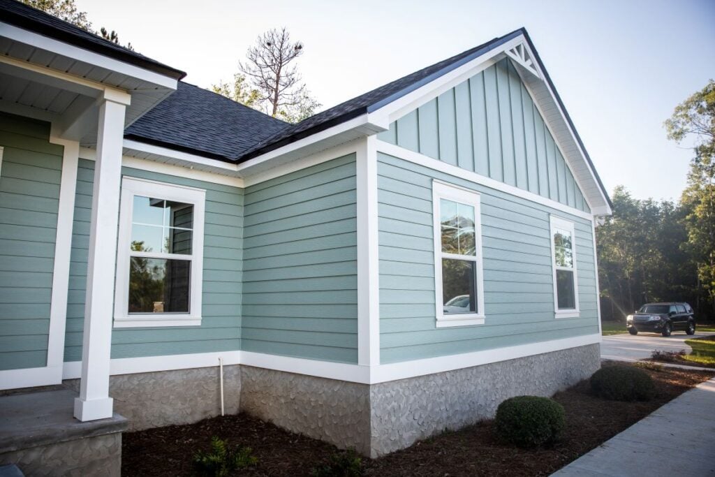 house with blue siding